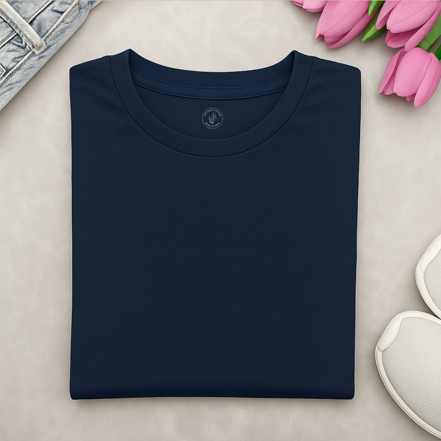 Minimalist-cotton-plain-T-shirts-Navy-Blue1